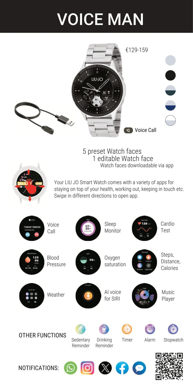 SMARTWATCH VOICE MAN- SWLJ075 LIU JO