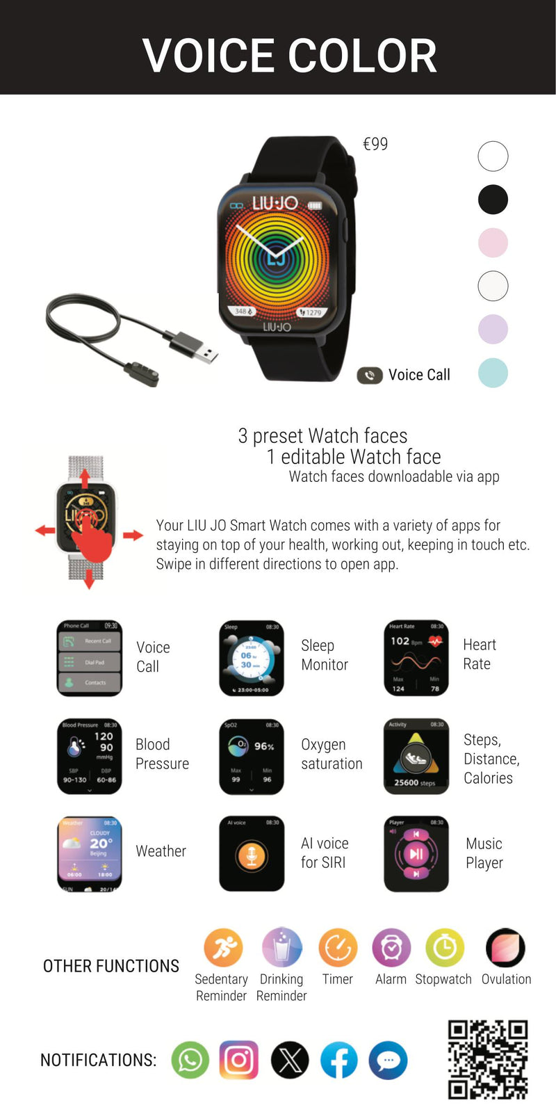 SMARTWATCH VOICE COLOR- SWLJ068 LIU JO