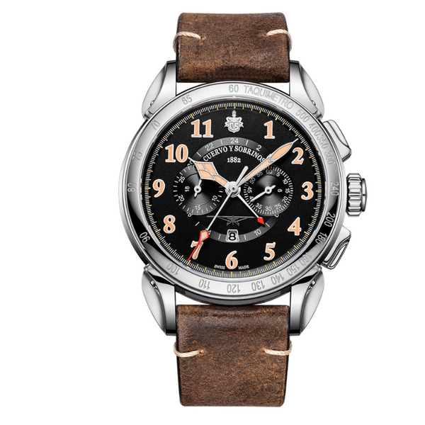New - Vuelo Emilio Carranza Chronograph Cuervo Y Sobrinos