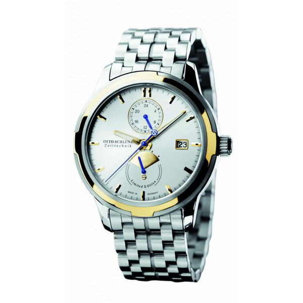 OTTO SCHLUND ZEITTECHNIK REF. 8008.002 Gold-Stahl Gangreserve Leather
