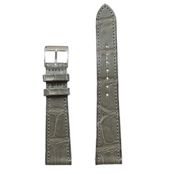 Manufaktur Uhrarmband, Louisiana Alligator Full Cut - Grey- Made in Germany