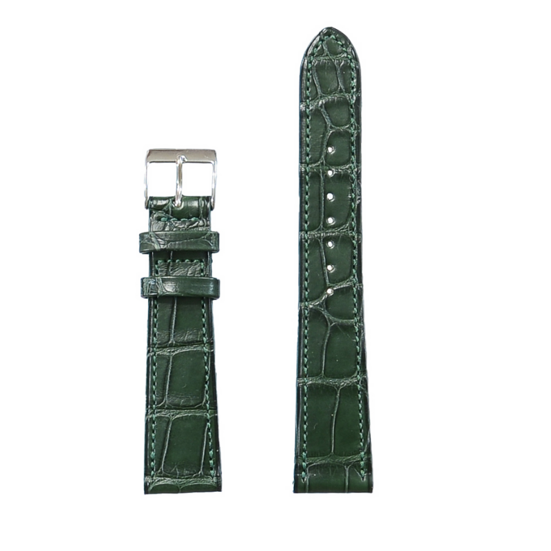 Manufaktur Uhrarmband, Louisiana Alligator Full Cut -Forest- Made in Germany