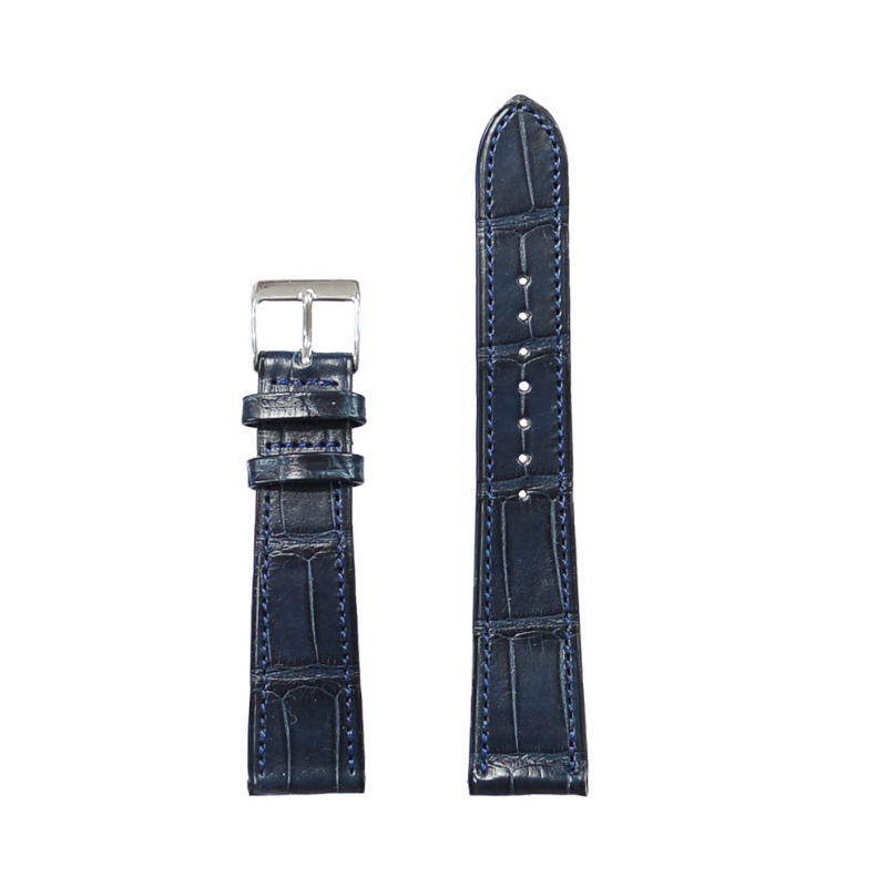 Manufaktur Uhrarmband, Louisiana Alligator Full Cut -Blue- Made in Germany