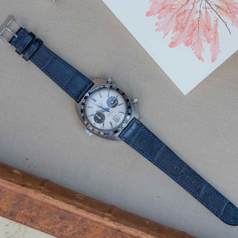 Manufaktur Uhrarmband, Louisiana Alligator Full Cut -Blue- Made in Germany